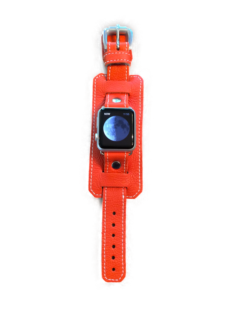 Orange Apple Watch Strap | Orange Leather Watchband – Red