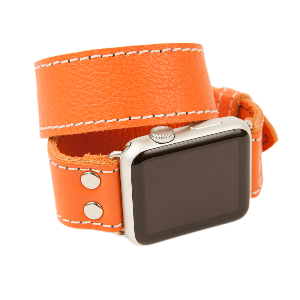 Double Loop Apple Watch Band Bright Orange Red Monkey Red Monkey Los Angeles