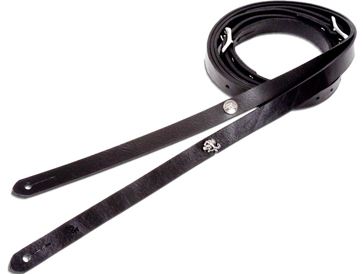 Skinny leather guitar strap worn by Slash and Joe Perry.