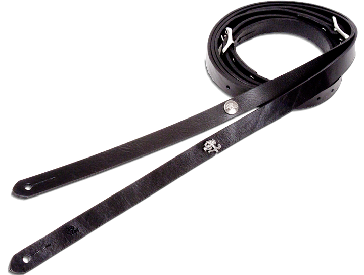 Skinny leather guitar strap worn by Slash and Joe Perry.