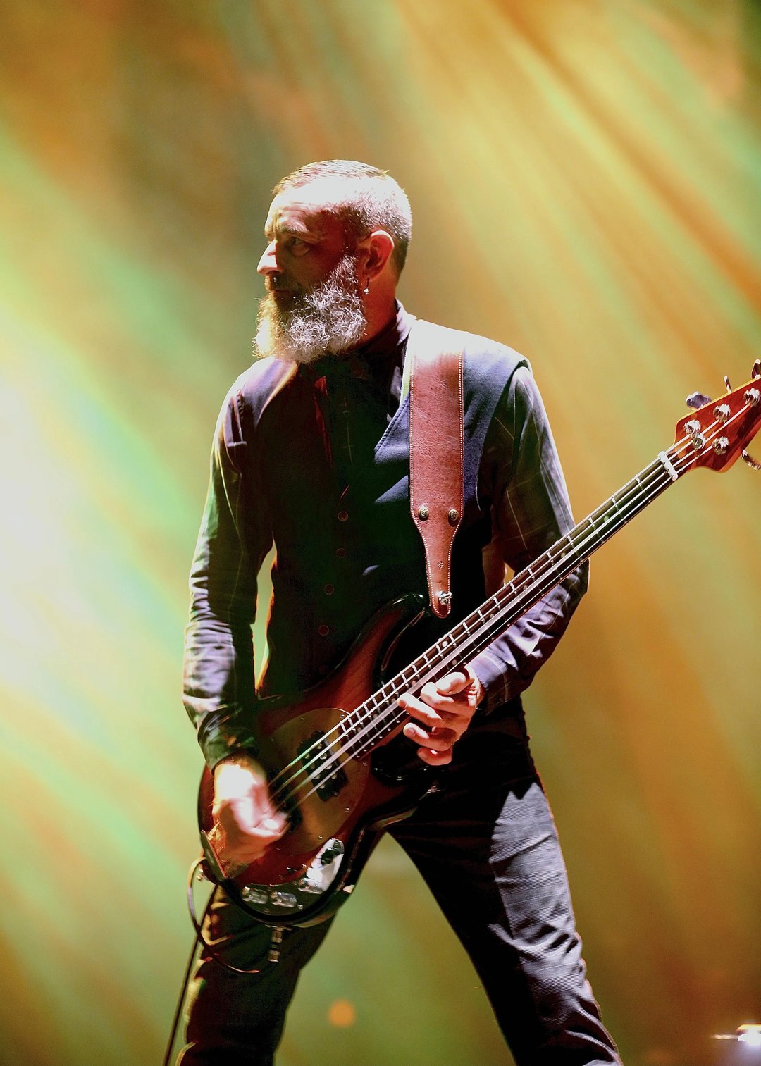 Justin Chancellor (Tool) rocking his 3" w/snaps Red Monkey Bass Strap