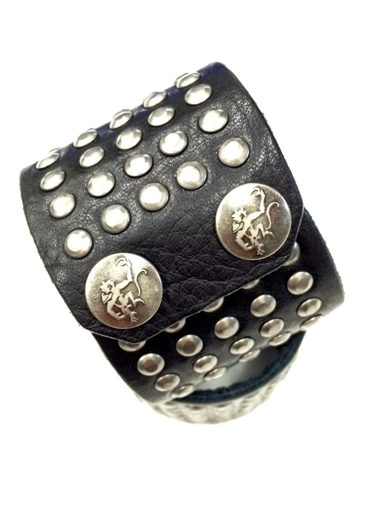 Antique studded leather cuff by Red Monkey