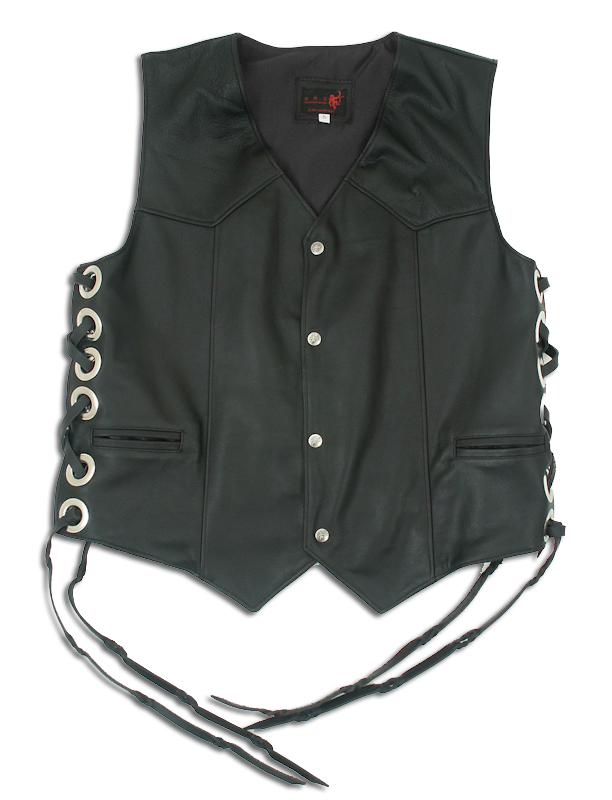 Large grommet lace up leather vest as worn by Zakk Wylde