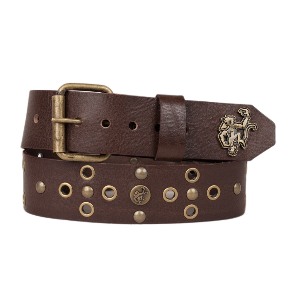 Red Monkey Designs Bandit Belt in chocolate leather with antiqued brass fittings