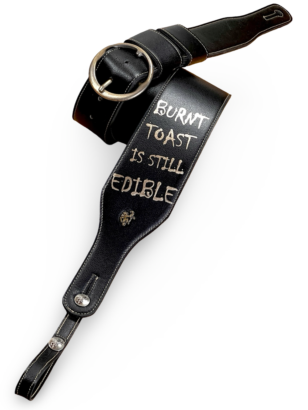 One-of-a-kind Red Monkey Custom Shop black vegan guitar strap commissioned for Jesse Welles sold out Fillmore Philly show