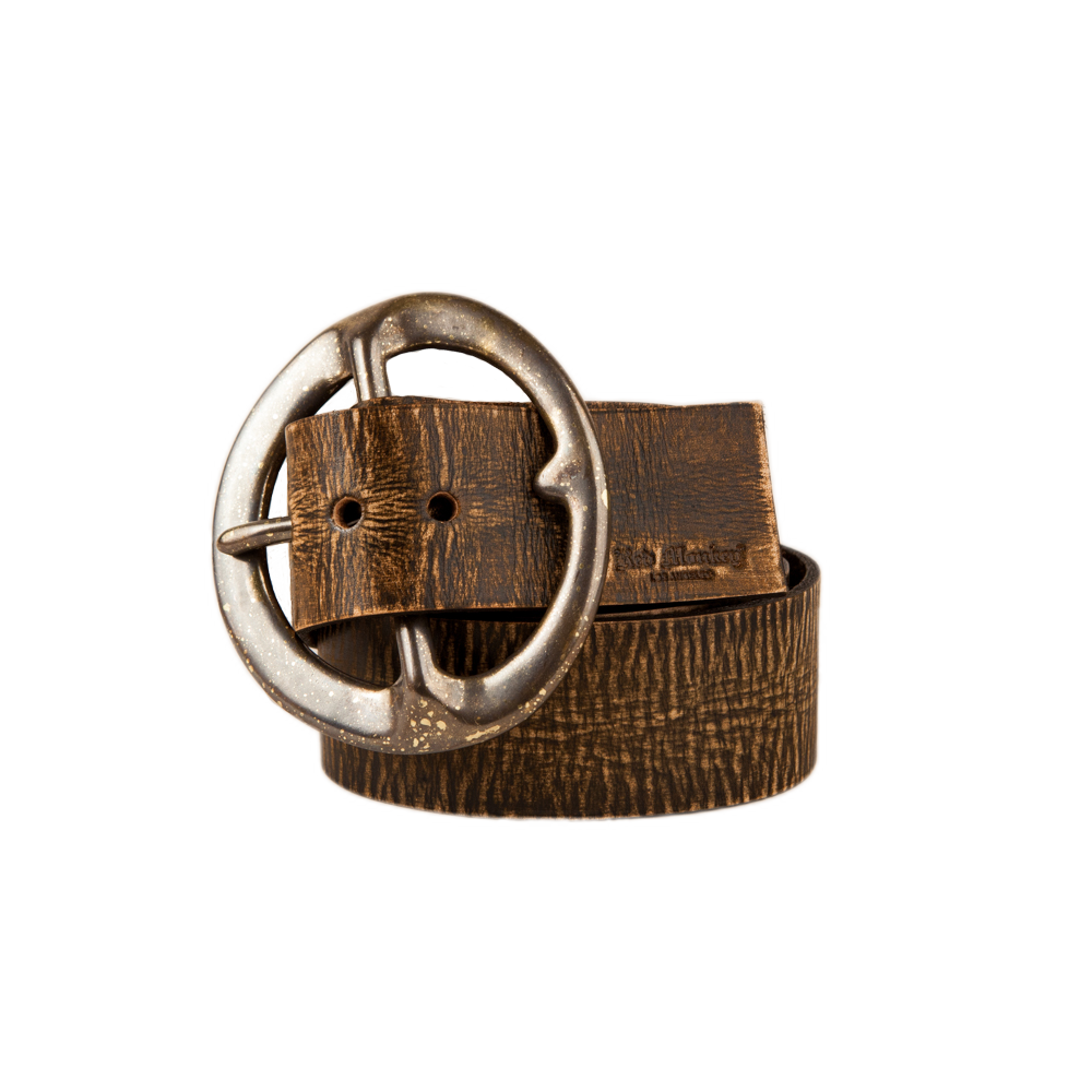 Vintage Brown Leather Belt in hand-distressed oiled brown leather