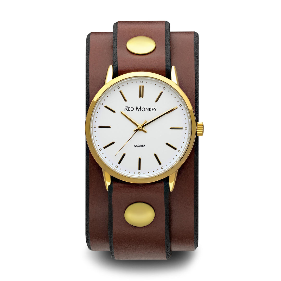 Bowery leather watch by Red Monkey