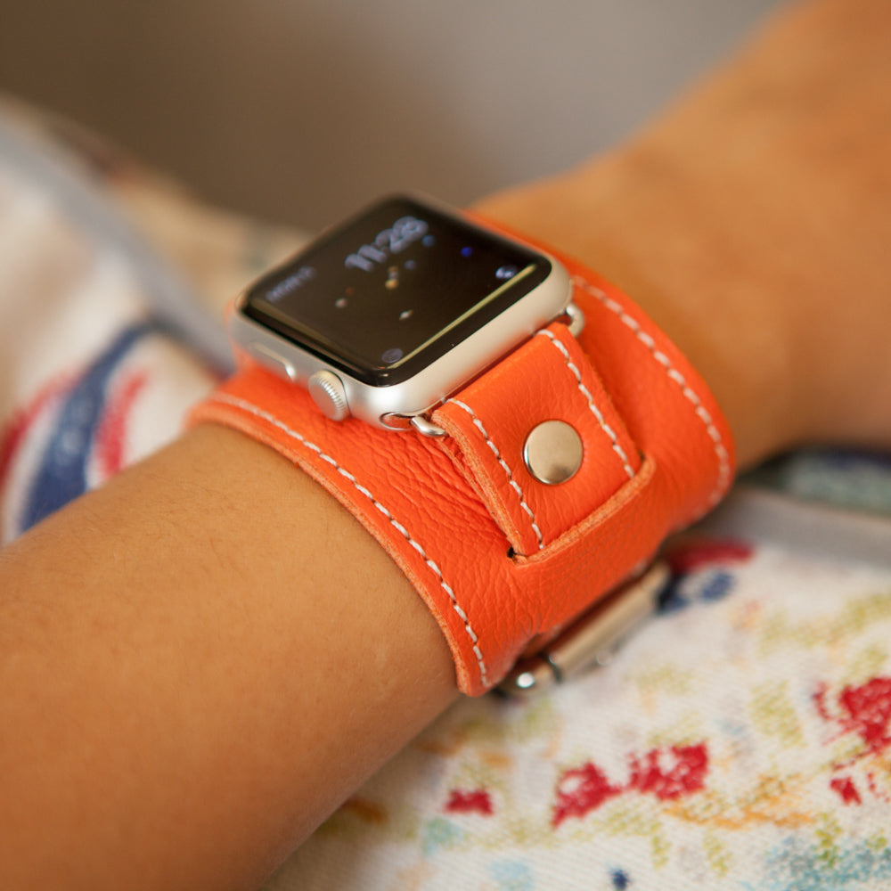 Orange Apple Watch Orange Leather Watchband Red Monkey Angeles