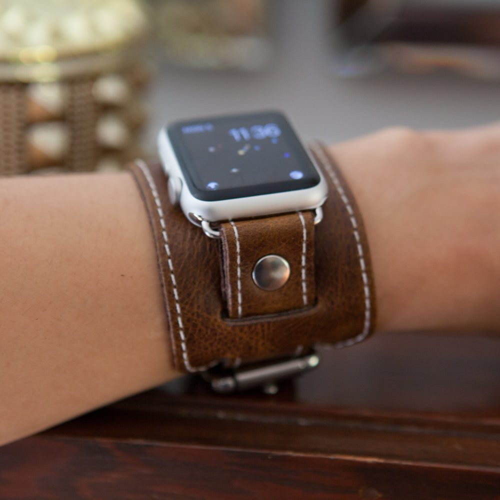 Vintage-Style Leather Apple Watch Band Red Monkey – Red Monkey