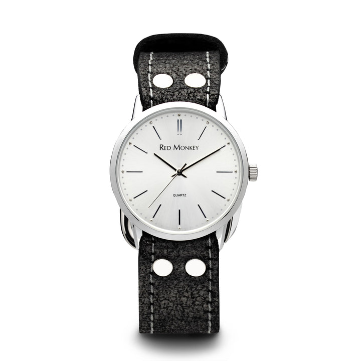 Tribeca silver leather watchband by Red Monkey