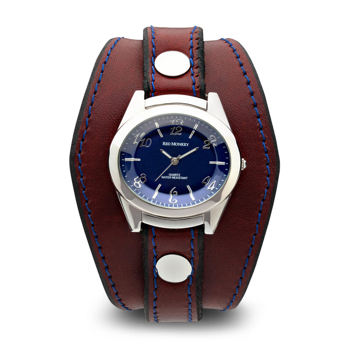 Limited Edition Cordovan leather wide cuff watch