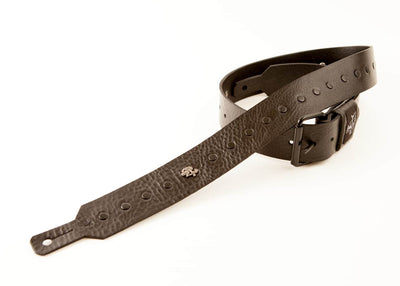 All Black leather guitar strap with black studs