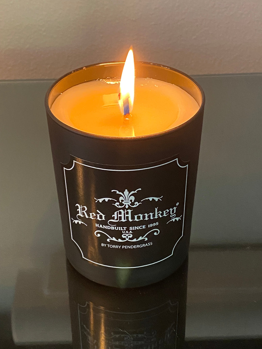 Whisky scented Rock Star candle by Red Monkey. 