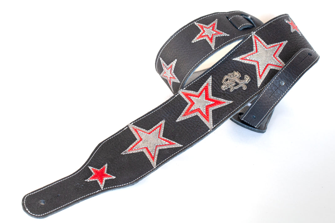 Custom star guitar strap in leather