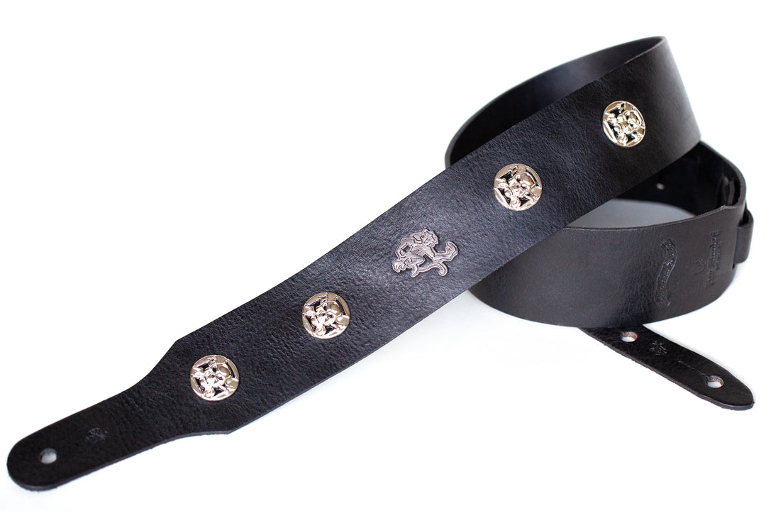 Skull leather guitar strap by Red Monkey