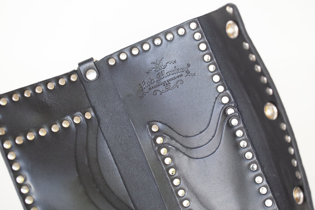 Leather Biker/Trucker wallet with studs. 