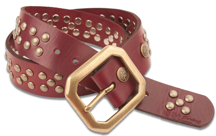 Cherrybomb Leather Studded Belt - Cordovan w/ Antique Brass