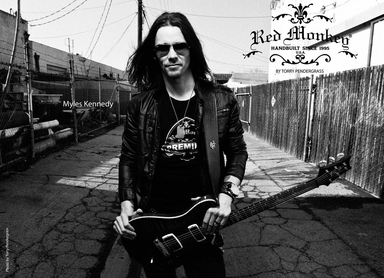 Myles Kennedy rocking his 2" Classic guitar strap by Red Monkey