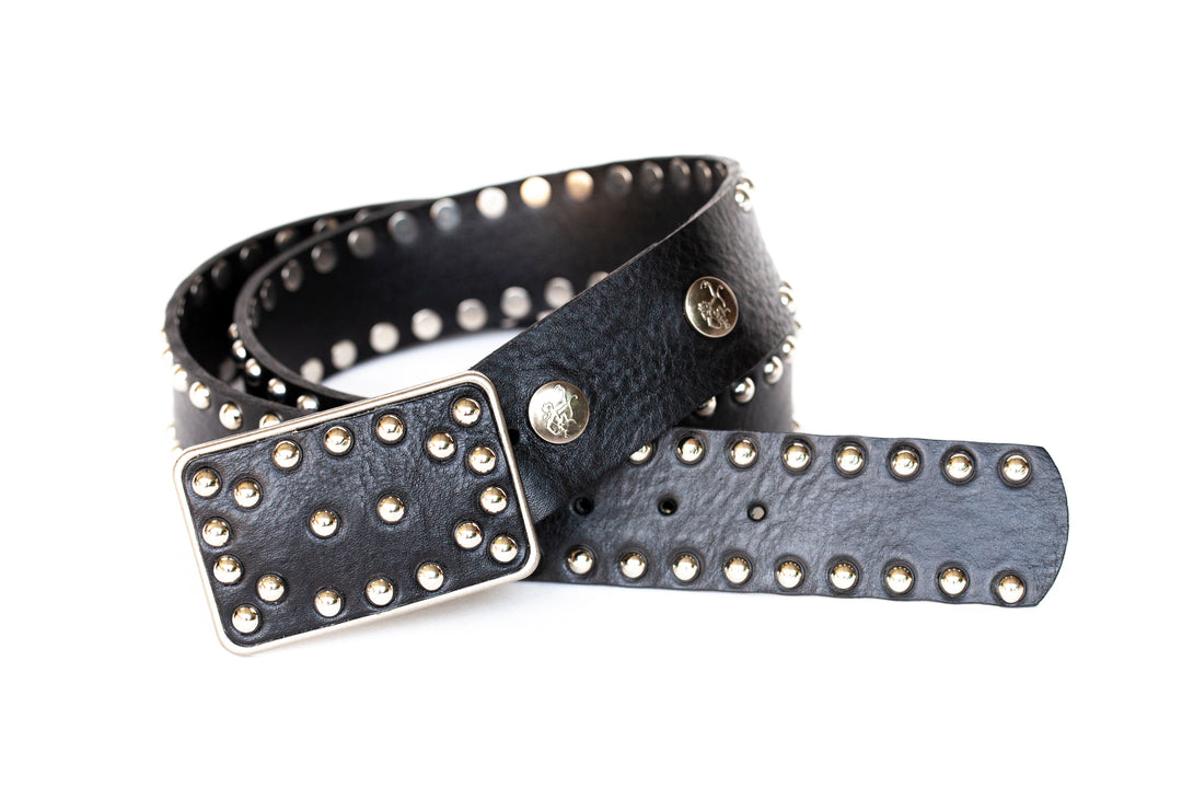 Too Fast For You Belt in full-grain leather inspired by 1981 Sunset Strip rock style
