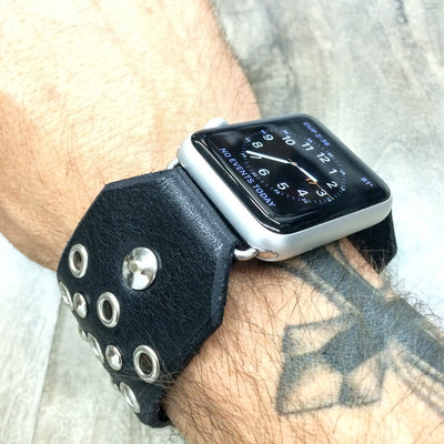 Custom Red Monkey Cuff Style Apple Watch band-Apple Rocker (Black)